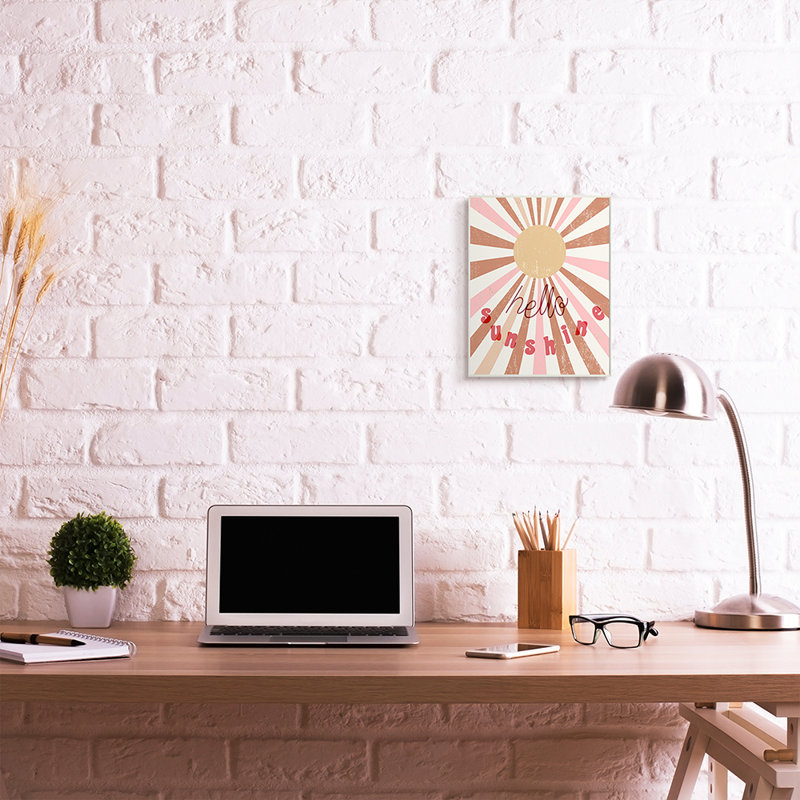 «Hello Sunshine Expression Light Bursts Pink Red» par Daphne Polselli - impression d'art graphique, Plaque murale