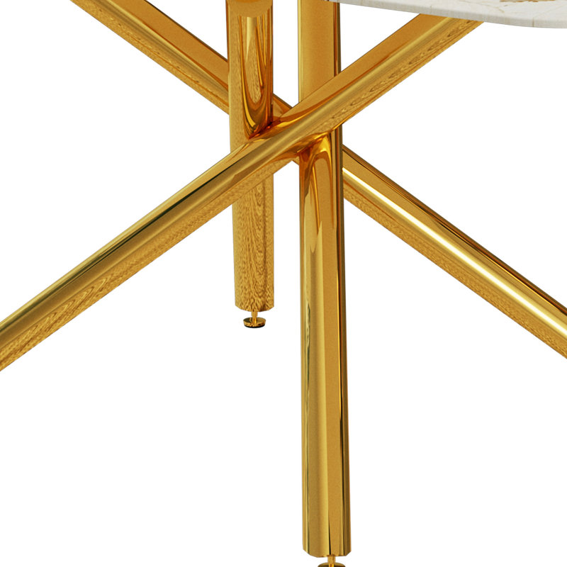 Table de salle à manger luxueuse en verre trempé à motif marbré. Pieds de table en métal à fourche simple. Plateau de table en verre trempé, pieds en métal. Rendez-le adaptable à différents styles.