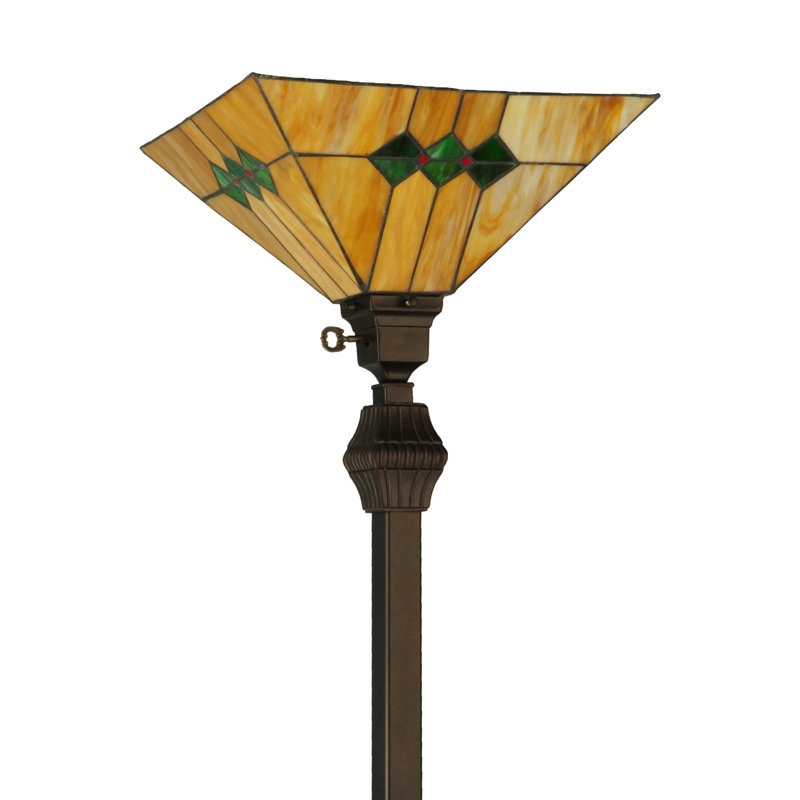 62" Bronze Stained Glass Torchiere Floor Lamp