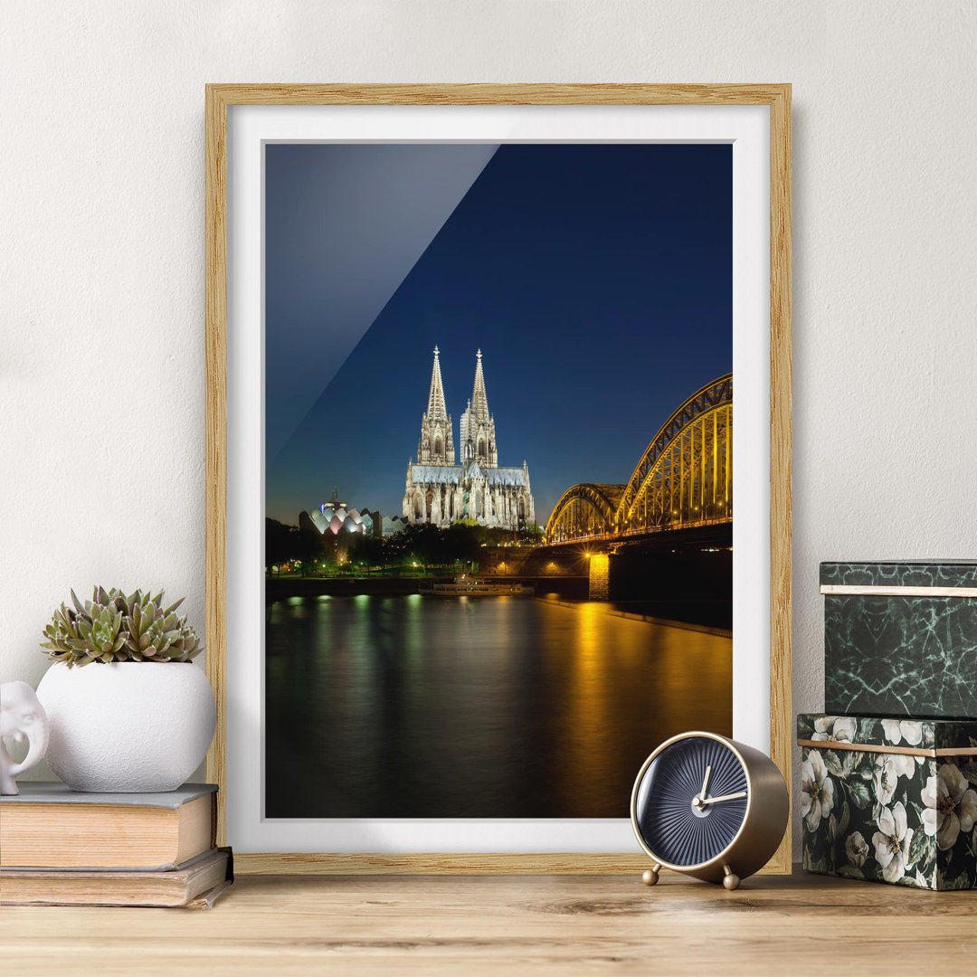 Gerahmter Fotodruck Köln bei Nacht