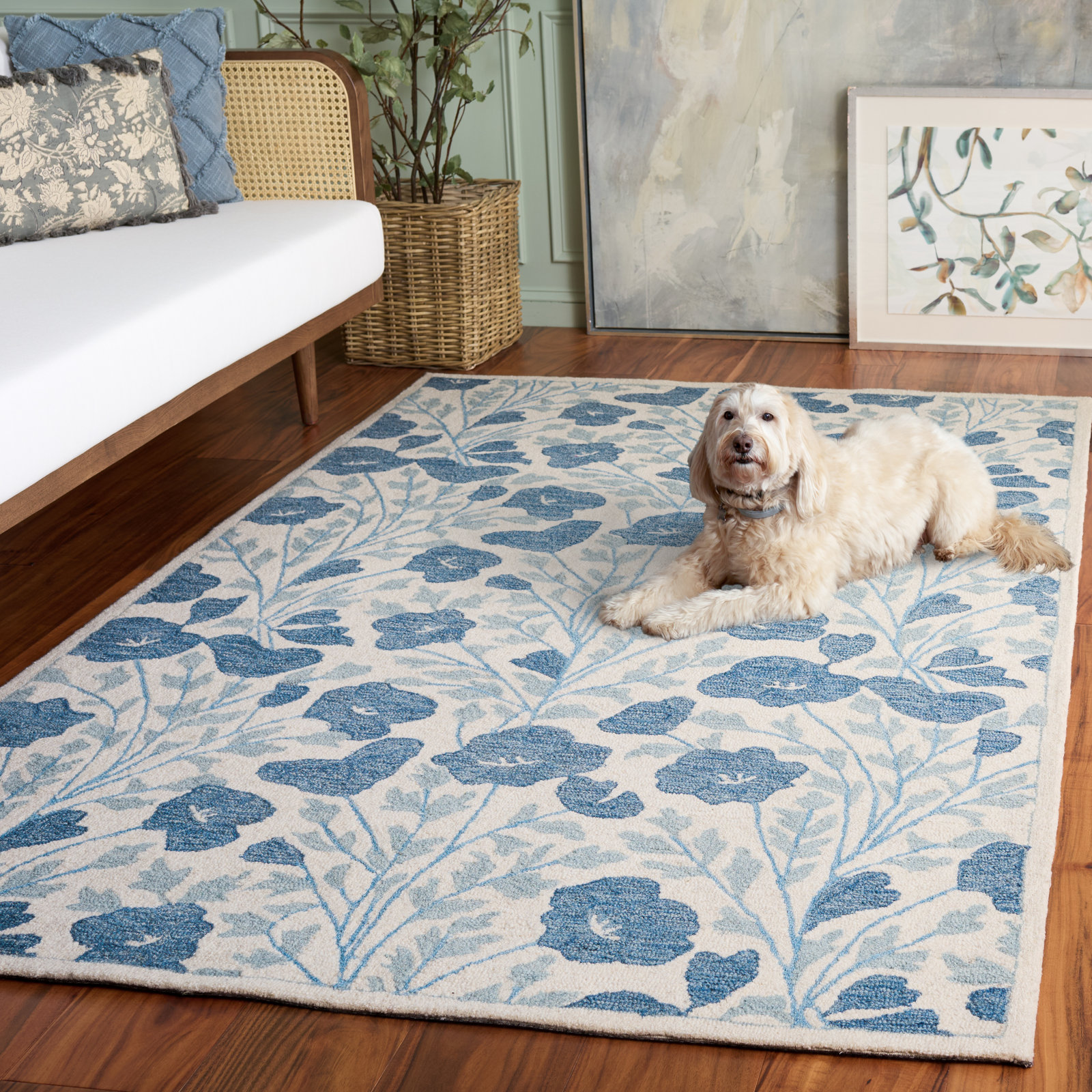 Jardin 232 Hand Tufted 80% Wool; 20% Cotton Floral Rug, Rectangle 5' x 8'