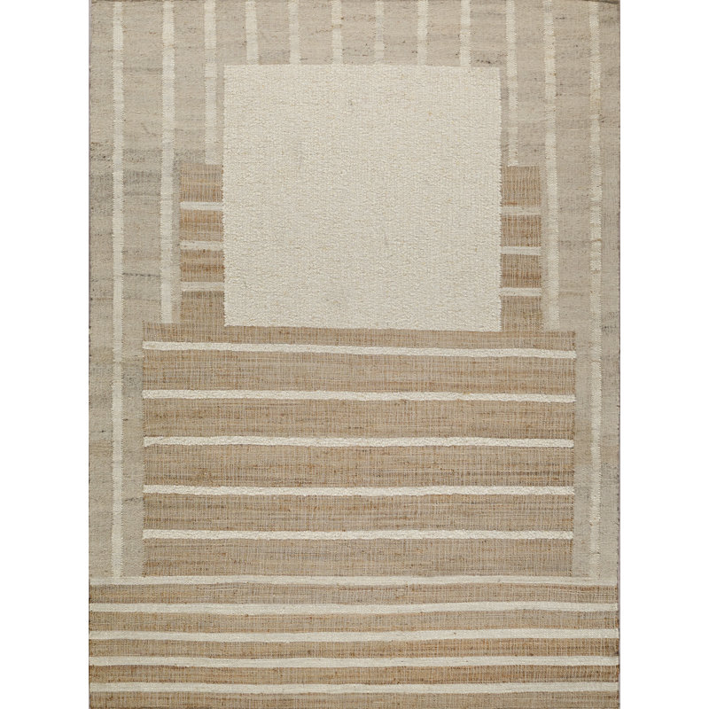 Pompano flatweave Wool/Jute Ivory/Beige Area Rug, 8'X10'