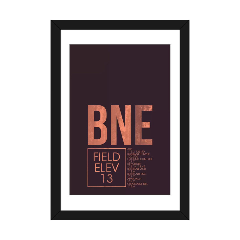 « bne air traffic contrôle, brisbane » par 08, reproduction d’impression sur toile, Papier beaux-arts encadré noir, Blanc