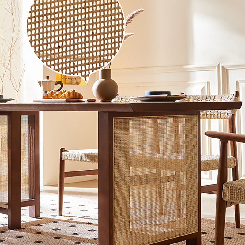 Modern Minimalist Wood Dining Table, 29.1"H x 78.7"L x 33.5"W
