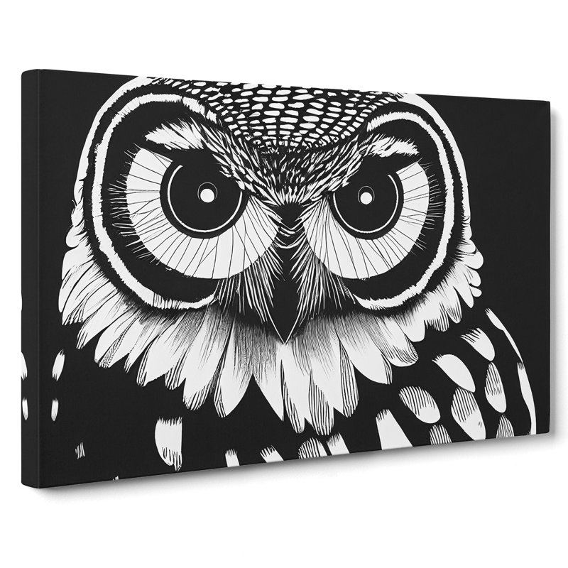 Owl Portrait Monochrome Vol.4 - Wrapped Canvas, 40cm H x 60cm W x 3cm D