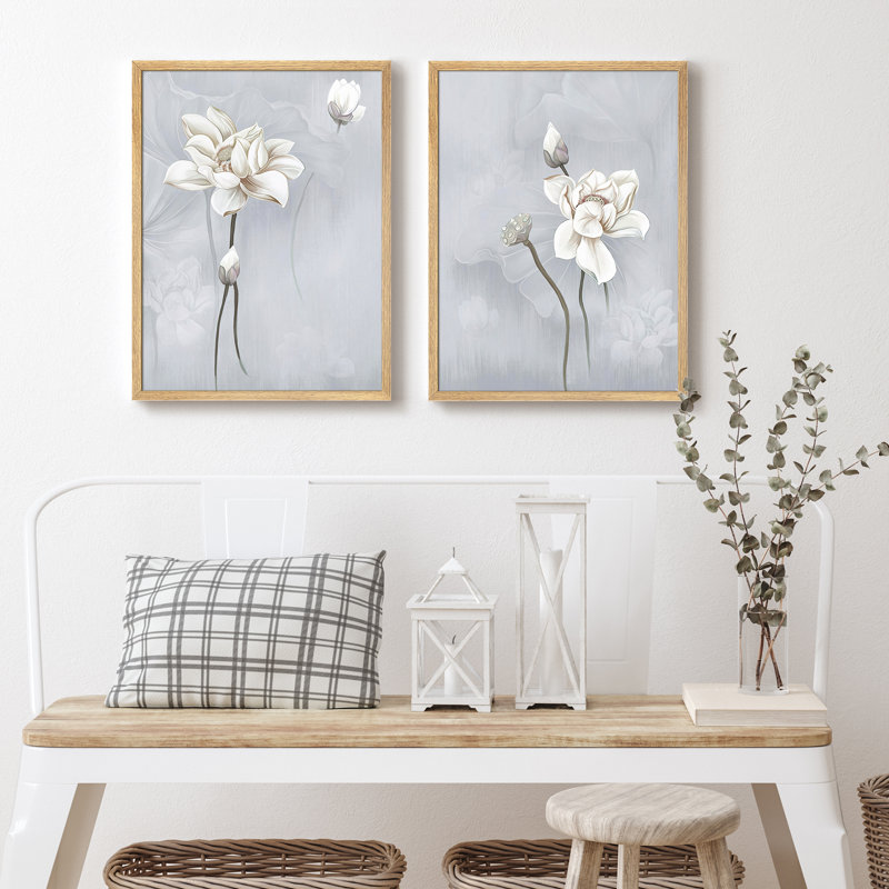 Art moderne de fleurs de lotus Blossom, Naturel, H 14 po x l 11 po