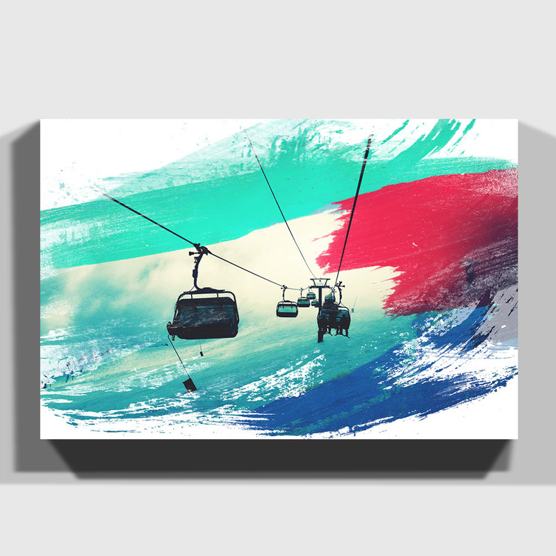 Ski Lift Skiing Snowboarding - Wrapped Canvas, 35cm H x 50cm W