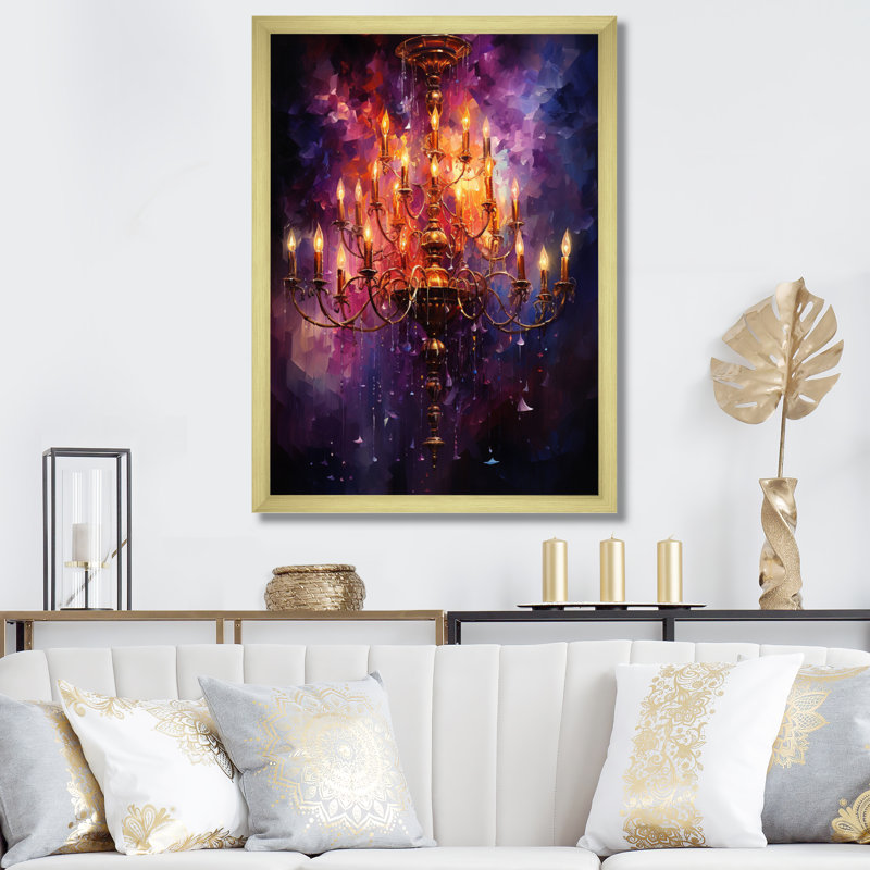 Jahnya Chandelier, Encadrement doré, H 20 po x l 12 po x P 1 po