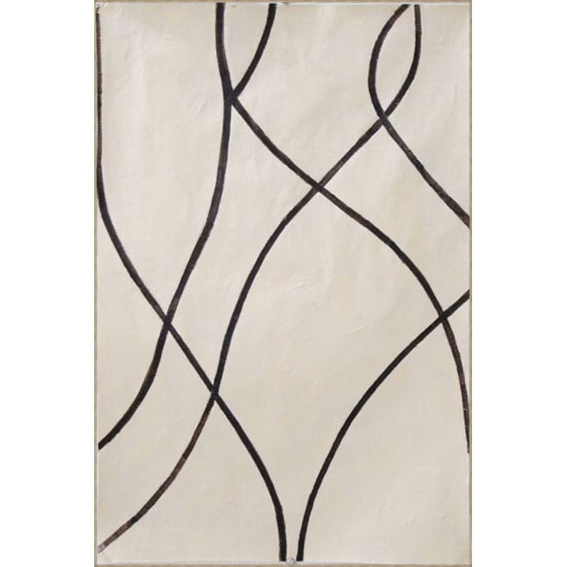 Tapis lavable moderne à motif rayé jaune, Sous-tapis rectangulaire 4 pi 7 po x 6 pi 7 po inc