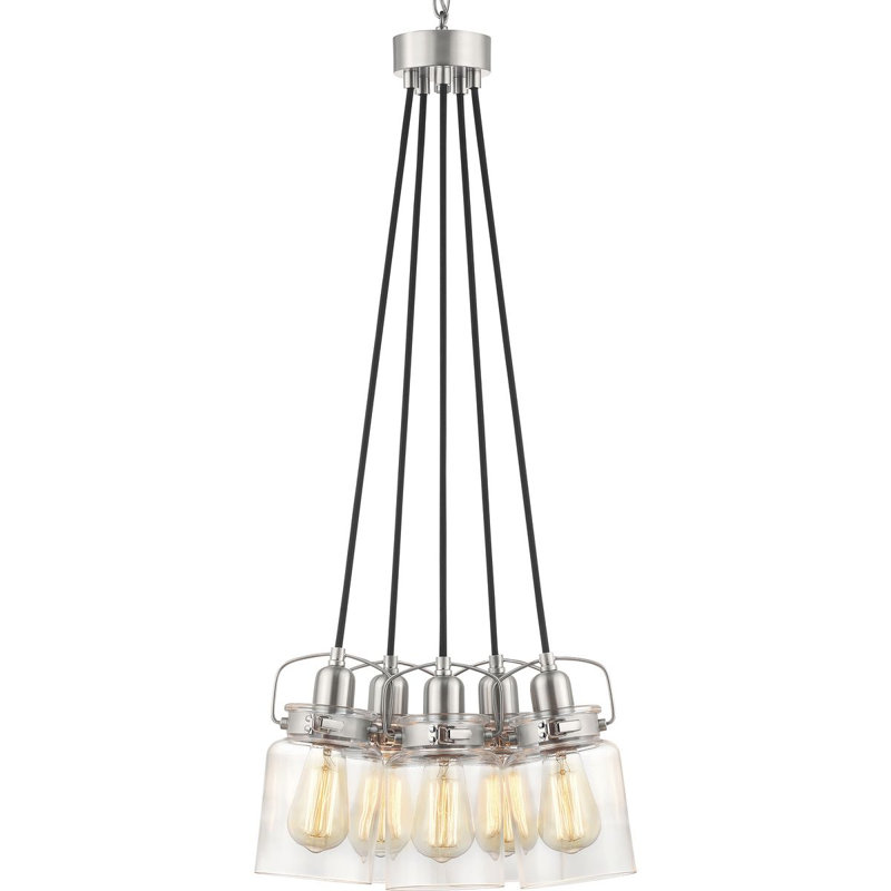 Leyden 5 - Light Cluster Pendant, Brushed Nickel