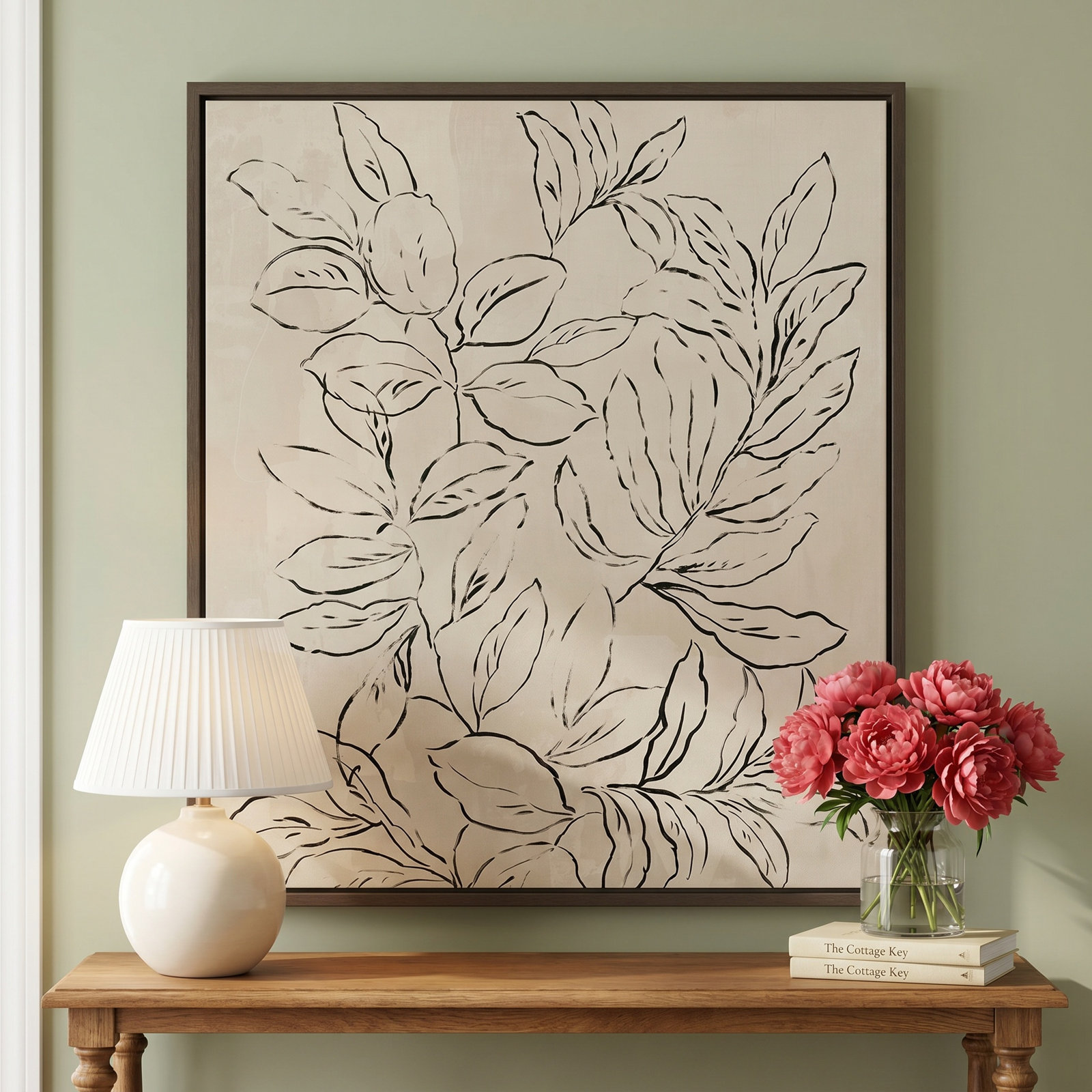 Kimbell "Outlined Leaves II" Print, Gray, 25.25" H x 21.25" W
