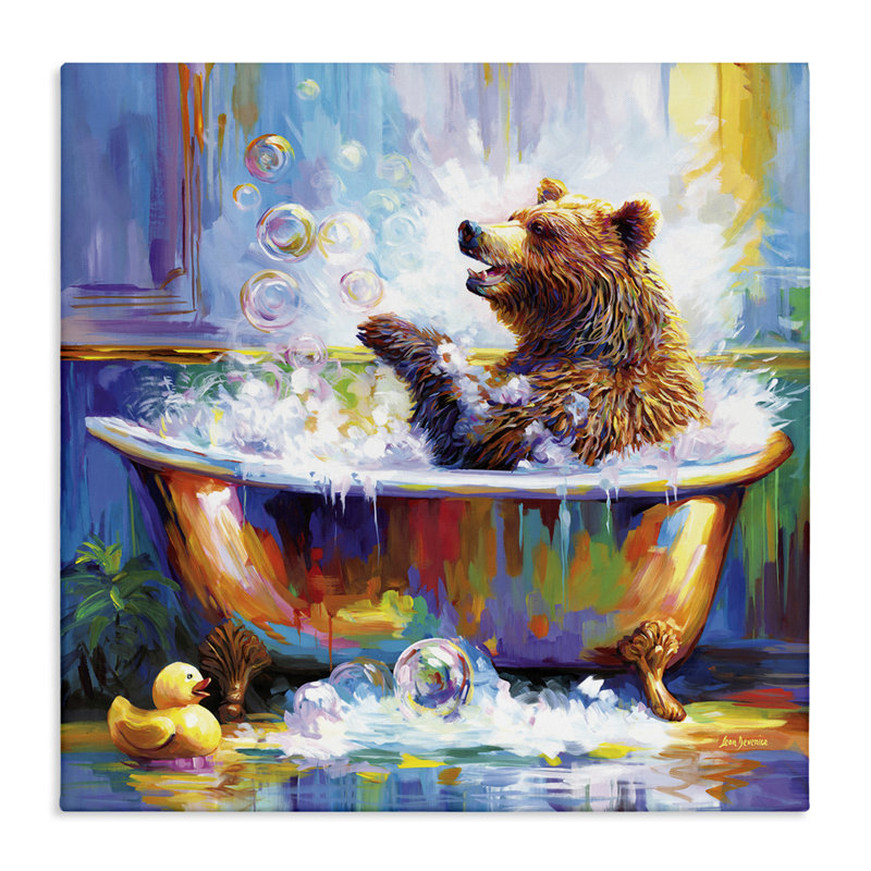 «Happy Bear in Bathaign» par Leon Devenice, H 30 po x l 30 po