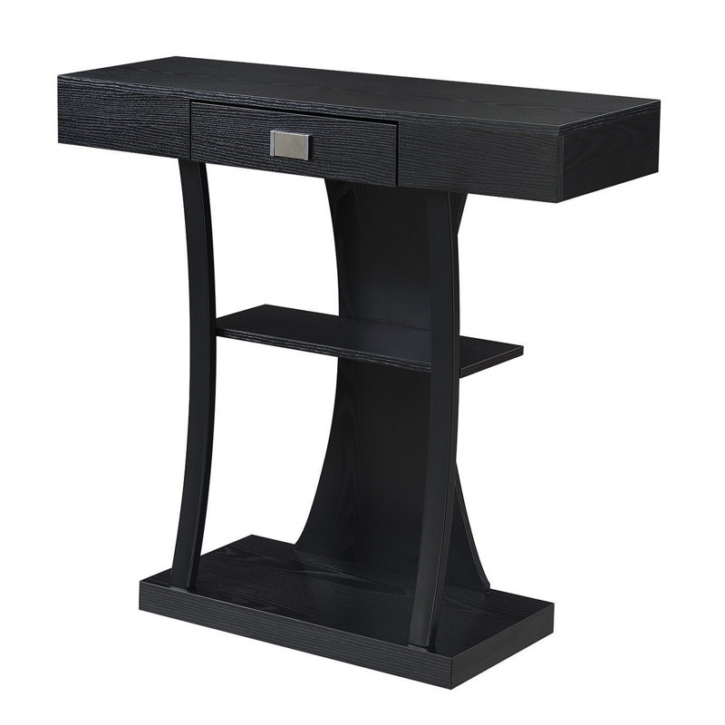 Table de type console à un tiroir Amett, Noir, H 34 po x l 36 po x P 12 po