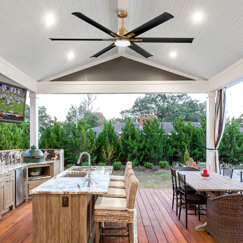 Brillion 72" 6-speed Reversible Ceiling Fan with Dimmable LED Lights and Remote Control, Brushed Brass