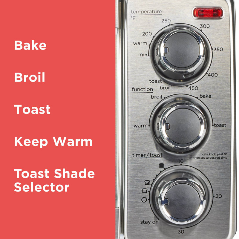 BLACK+DECKER 4-Slice Stainless Steel Toaster Oven with Even Toast Technology and 30-Minute Timer