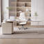 Bureau blanc rectangulaire en bois manufacturé avec 3 tiroirs-109763133