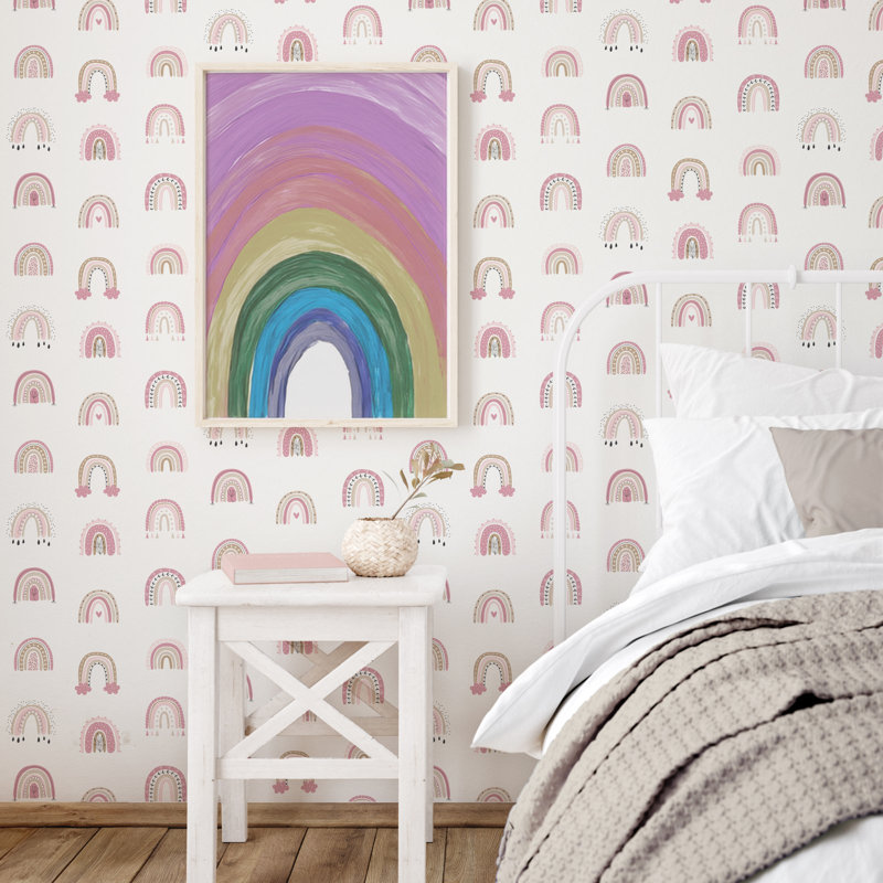 Kids and Teens Collection Rainbo-Ho Wallpaper Roll, Pink