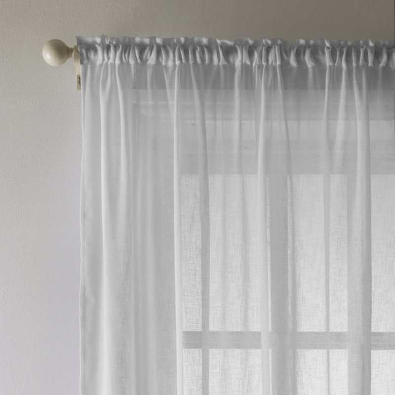 Cartell Semi Sheer Curtain Single Panel, Silver, 140 W x 229 D cm