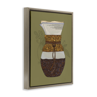 Pour Over Coffee Maker Framed Floater Canvas Wall Art by Valentina Harper
