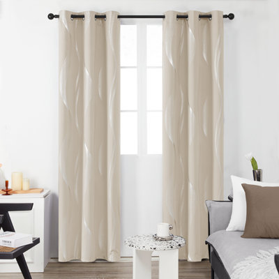 Spurgh Sliver Wave Foil Print Blackout Thermal Grommet Curtain Panels (Set of 2)
