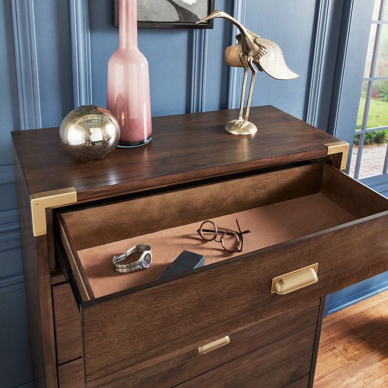 Commode 5 tiroirs en bois massif l 36 po