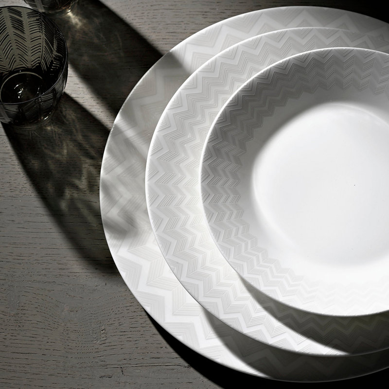 Missoni Soup Plate Zig Zag White Set 2 Pcs. Diam. 8.5"