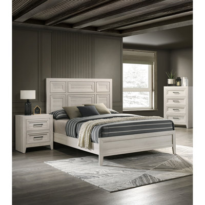 Grand lit antique blanc, design contemporain, panneau encastré, cadre de lit en bois, utilisation dans la chambre à coucher, panneau simple à assembler requis en blanc, chambre à coucher, matériau, sommier tapissier requis