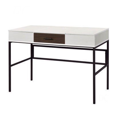 Natural And Black Writing Desk With USB Port