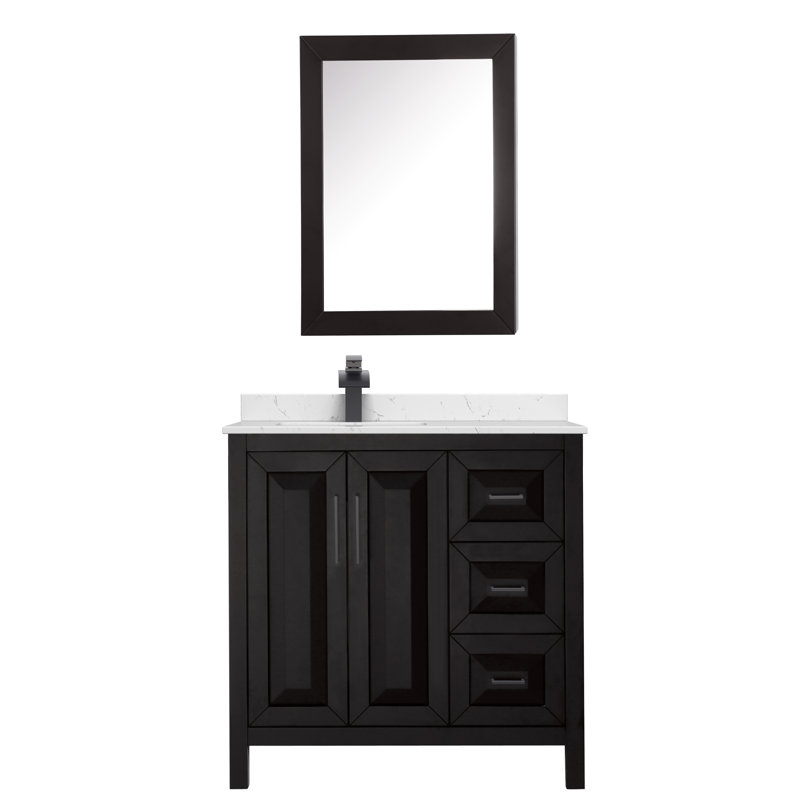 Daria 36'' W Single Vanity, Carrara Cultured Marble, Dark Gray, Polished Chrome