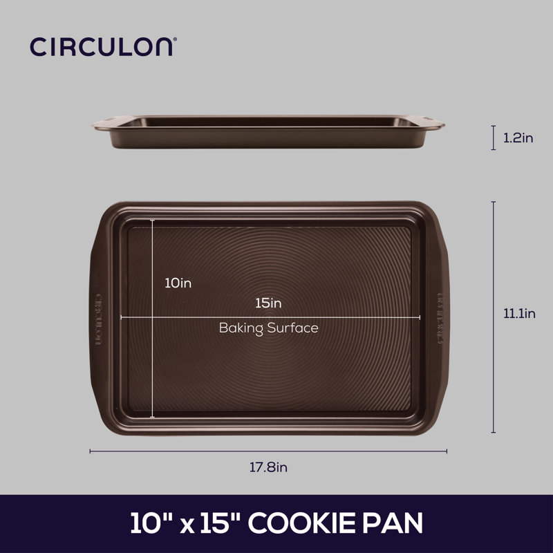 Circulon Bakeware Nonstick Cookie Pan / Cookie Sheet, Gray, 15" H x 10" W