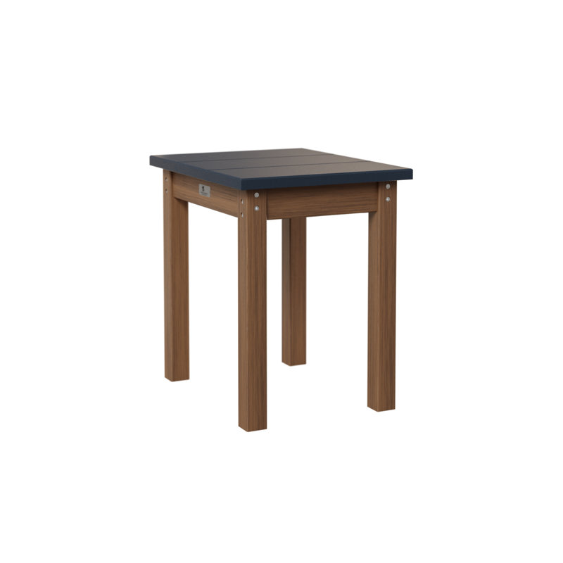 Outdoor Rectangle Side Table, Antique Mahogany, Navy Blue