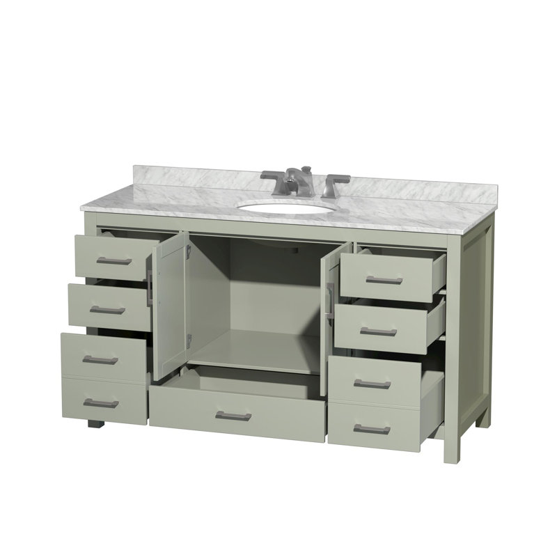 Sheffield 60" Single Bathroom Vanity Set, Light Green