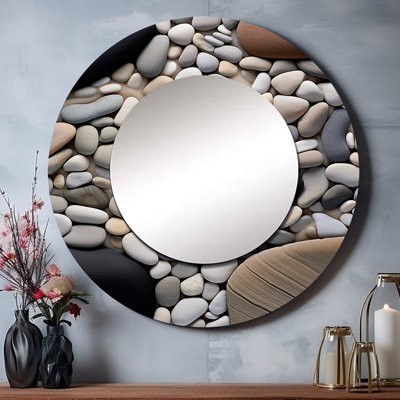 Beach Photo Harmonious Balance III - Abstract Round Mirror Wall Decor