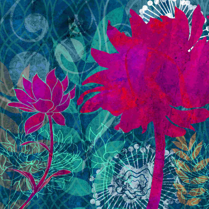 «Rasberry Teal Distress», peinture sur toile tendue, H 12 po x l 12 po