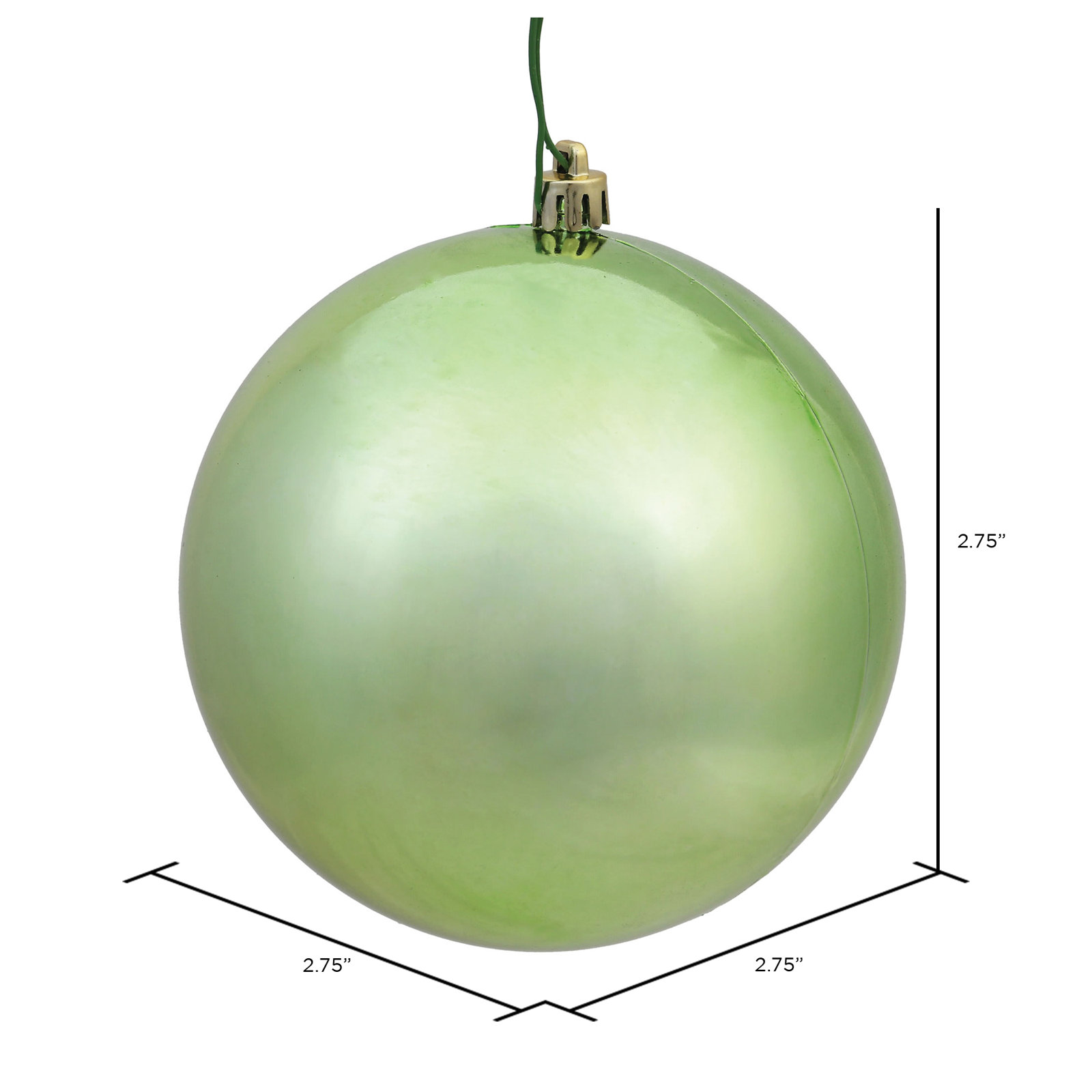 Holiday Décor Ball Ornament, 2.75" H x 2.75" W x 2.75" D, Shiny Celadon