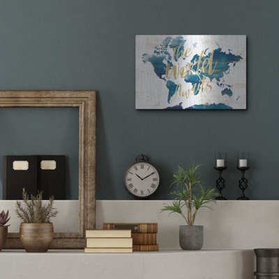 «Desert Blooms Abstact Map The World» par Laura Marshall, art mural en métal