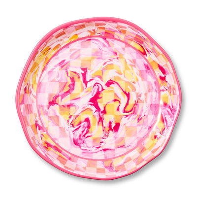 Pink Marble Check Melamine Large Platter