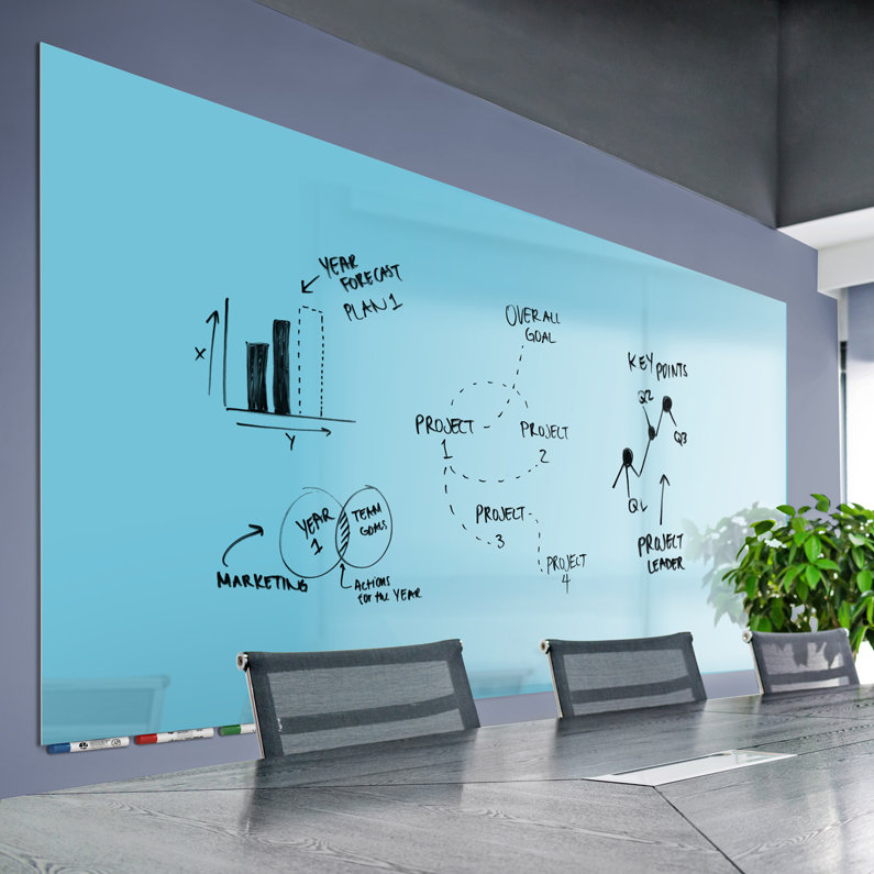 Tableau blanc mural Aria, H 48 po x l 60 po x L 60 po, Bleu, Non