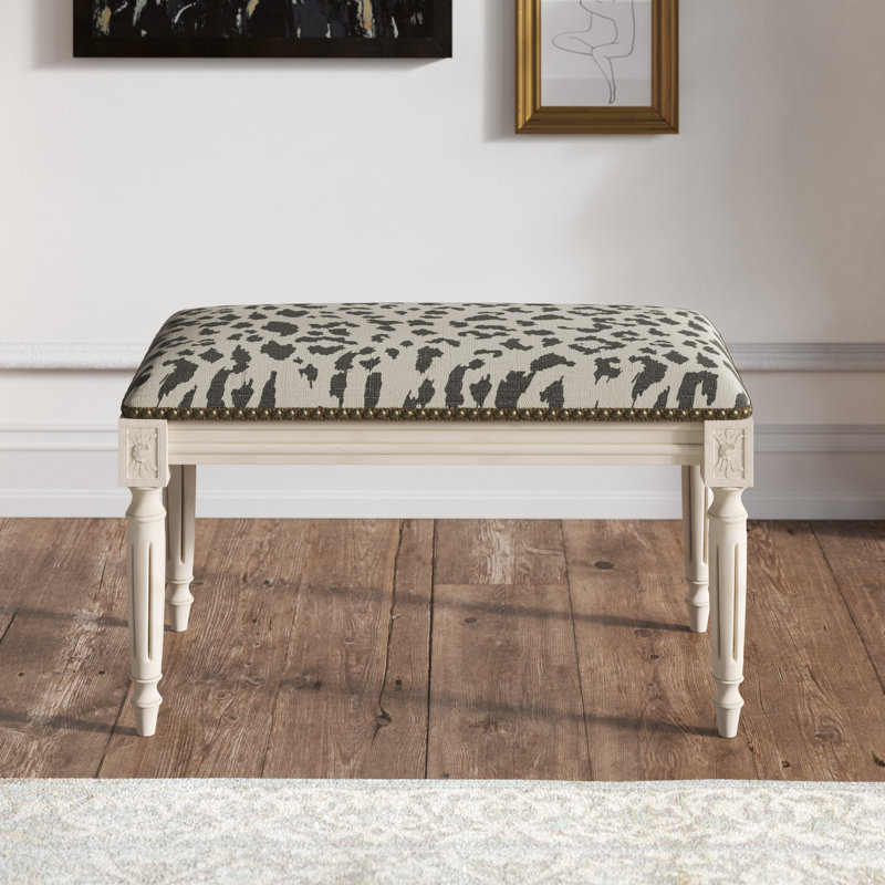 Auriyana Linen Blend Upholstered Bench, Smoky Gray