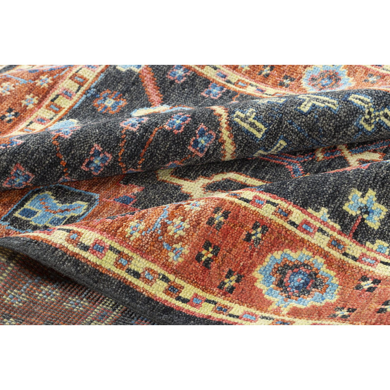 Rock My Classics Wool Oriental Area Rug in Black/Brown/Blue, Rectangle 8' x 10'