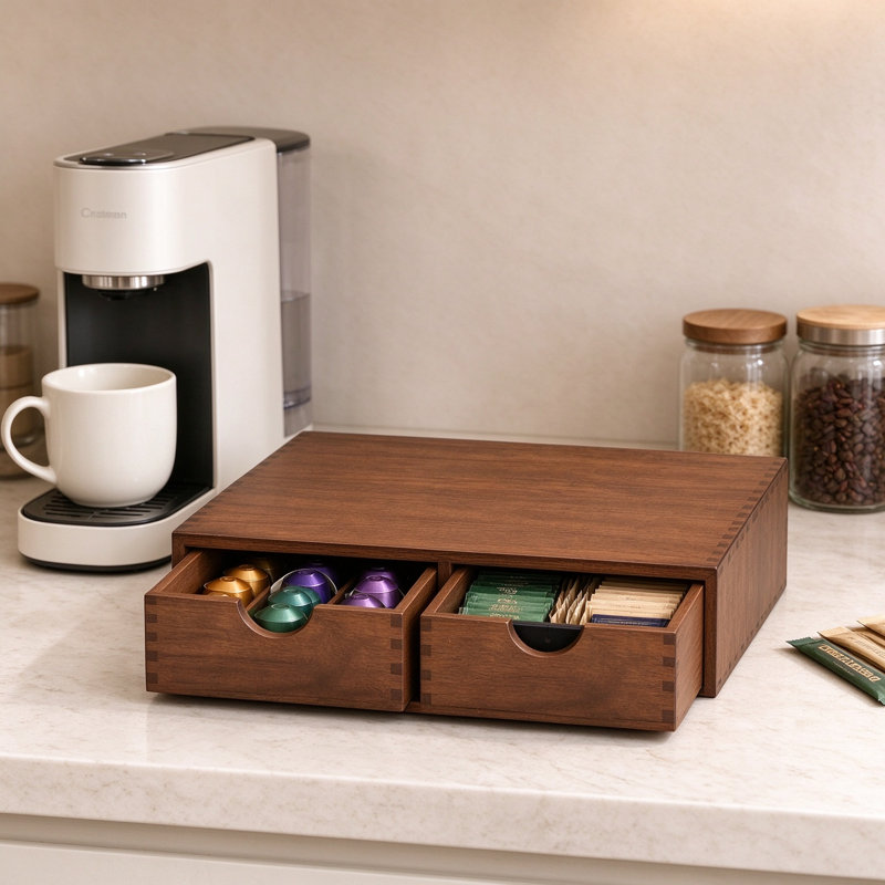 Boîte de rangement en bois pour dosettes de café K