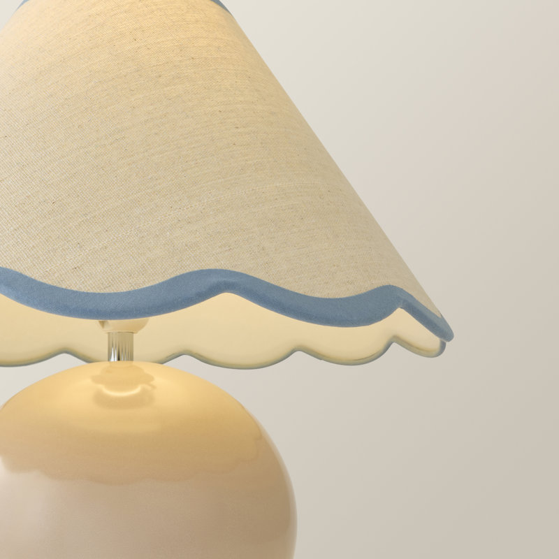 Berngard 37cm Lamp, Blue/White, Cream, No