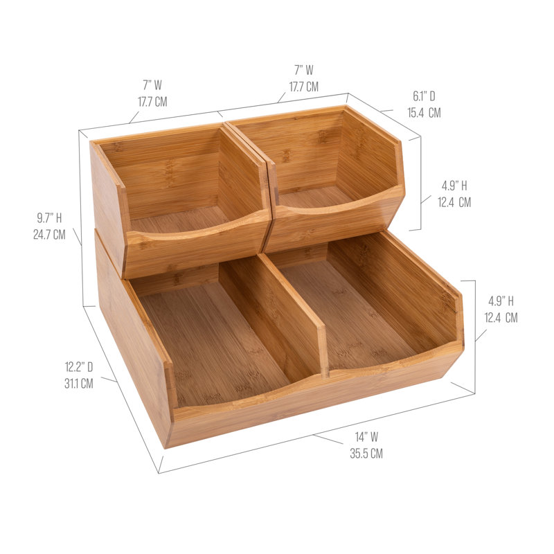 Bamboo Stackable Bin Organizer
