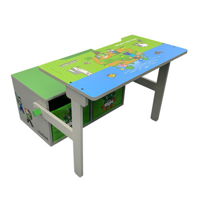 Ensemble de table et banc pliable Minecraft avec boîtes de rangement