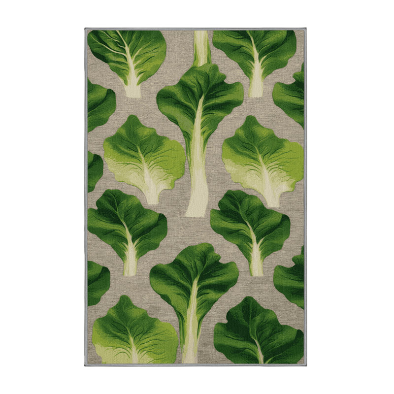 Washable Lettuce Butterhead Vegetables Area Rug, Rectangle 5' x 8'