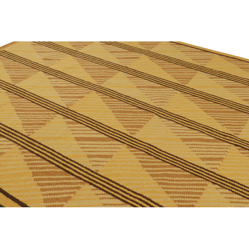 Rug & Kilim’S Scandinavian Style Rug In Gold With Geometric Diamond Patterns