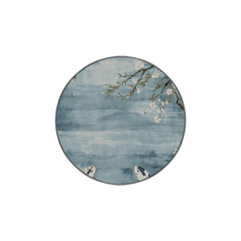 Machine Washable Gray Area Rug, Round 7'