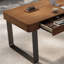 Bureau de direction rectangulaire en bois massif avec tiroirs Nut-Brown-589204834-589204836
