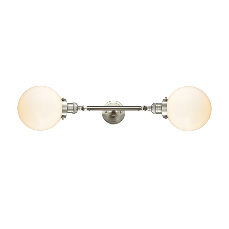 Éclairage pour meuble-lavabo 2 lumières rétro Barrigan, Laiton antique noir, Incandescent, Boîtier blanc mat