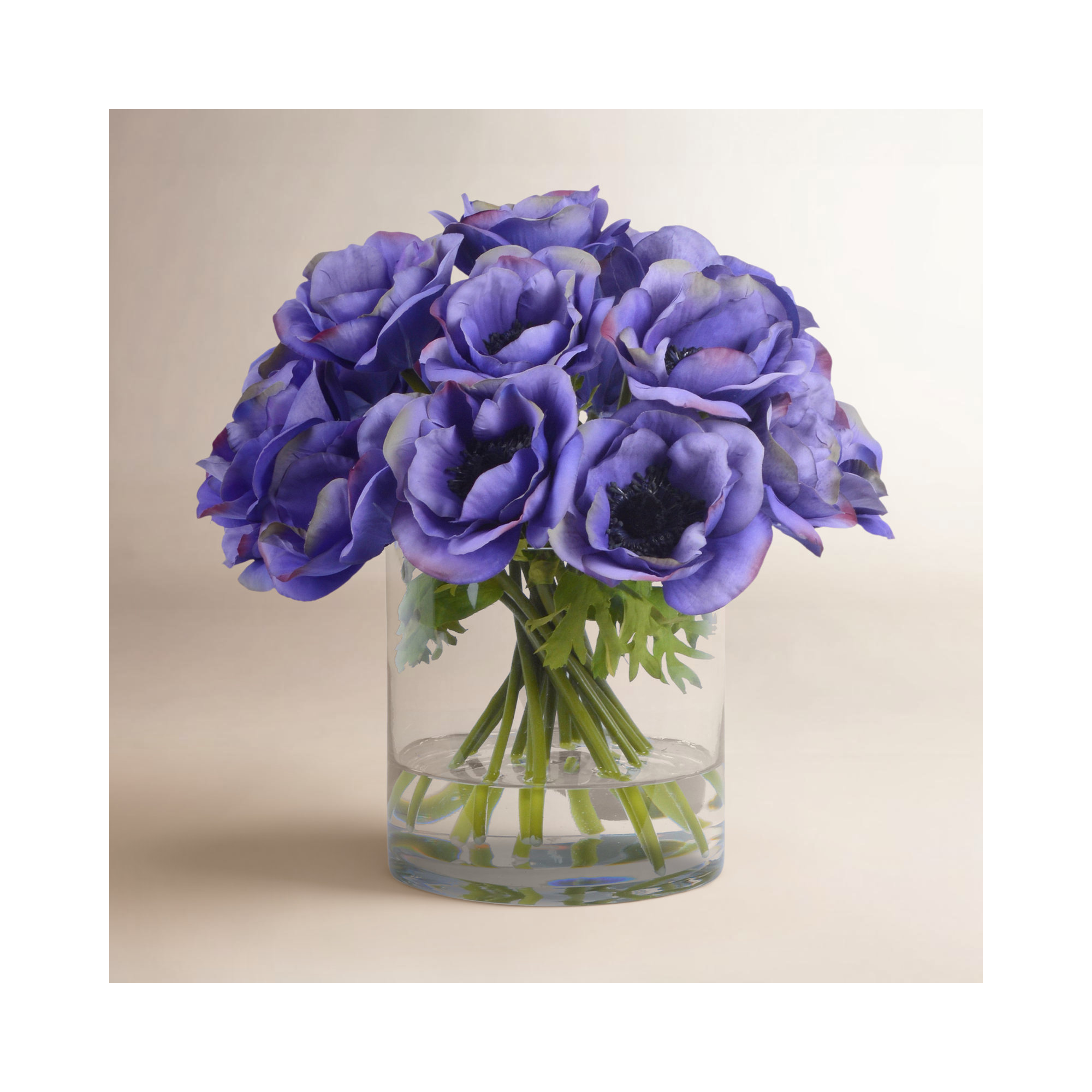 Poppy Floral Arrangement in Vase, Blue